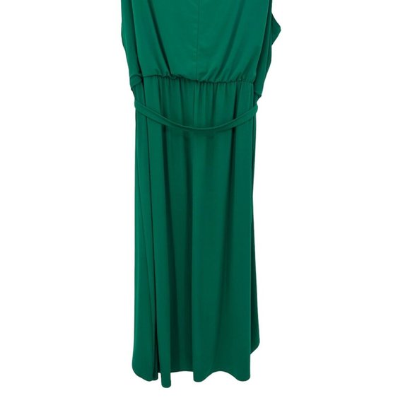 Catherines Size 3X Sleeveless Stretchy Hi Lo Hem Dress Green Silver Studs MIDI - Picture 7 of 12